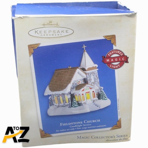 Hallmark Magic Ornament 2003 Fieldstone Church Candlelight Services #6 In Series - Picture 11 of 12
